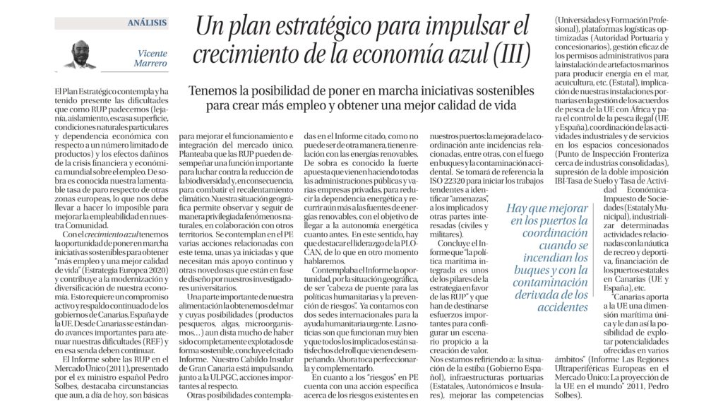 Artículo publicado por el CMC en el periódico La Provincia: 27/08/18