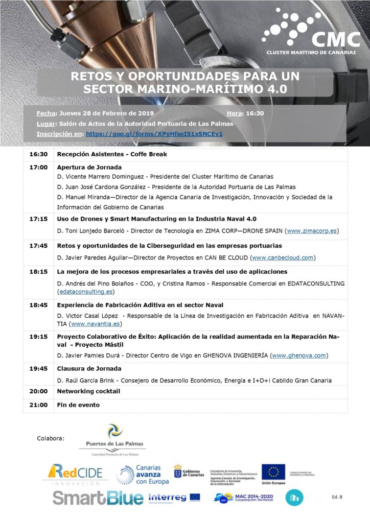 Próximo Evento: Jornada RETOS Y OPORTUNIDADES PARA UN SECTOR MARINO-MARÍTIMO 4.0