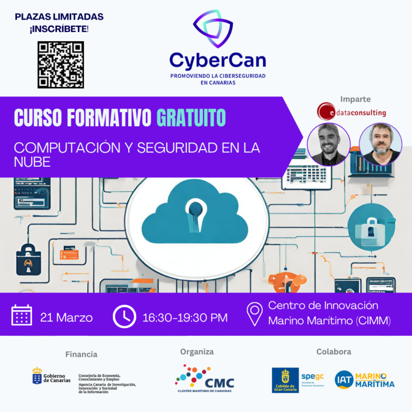 El Clúster Marítimo de Canarias en su compromiso con la innovación y la seguridad del sector, te ofrece el curso “Computación y Seguridad en la Nube”
